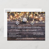 Rustic Wood & Lights Kerstfeest Uitnodiging (Voorkant / Achterkant)