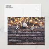 Rustic Wood & Lights Kerstfeest Uitnodiging Briefkaart (Voorkant / Achterkant)