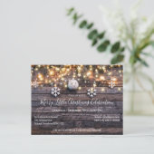 Rustic Wood & Lights Kerstfeest Uitnodiging Briefkaart (Staand voorkant)