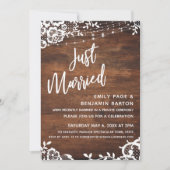 Rustic Wood, Lights & Lace Net Getrouwd Evenement Kaart (Voorkant)