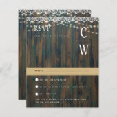 RUSTIC WOOD LIGHTS LACE Wedding RSVP (Voorkant / Achterkant)