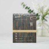 RUSTIC WOOD LIGHTS LACE Wedding RSVP (Staand voorkant)