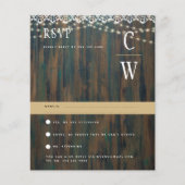 RUSTIC WOOD LIGHTS LACE Wedding RSVP (Voorkant)