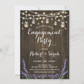 Rustic Wood Lights Lavender Engagement Party Kaart (Voorkant)