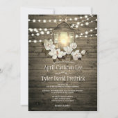 Rustic Wood Lights Magnolia Wedding Kaart (Voorkant)
