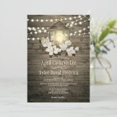 Rustic Wood Lights Magnolia Wedding Kaart (Staand voorkant)