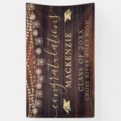 Rustic Wood Lights Mason Jars Afstuderen Spandoek (Verticaal)