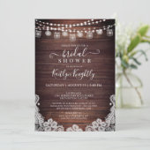 Rustic Wood Lights Mason Jars Lace Vrijgezellenfee Kaart (Staand voorkant)