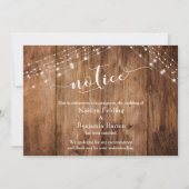 Rustic Wood & Lights Notice geannuleerd bruiloft K Kaart (Voorkant)