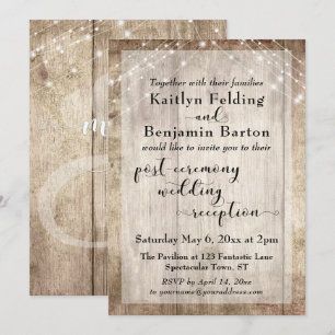 Rustic Wood Lights Post Ceremony Wedding Reception Kaart