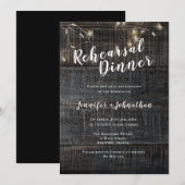 Rustic Wood Lights Rehearsal Dinner Invitations Kaart (Voorkant / Achterkant)
