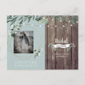Rustic Wood & Lights Seafoam Vrijgezellenfeest Uitnodiging Briefkaart (Voorkant)