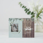 Rustic Wood & Lights Seafoam Vrijgezellenfeest Uitnodiging Briefkaart (Staand voorkant)
