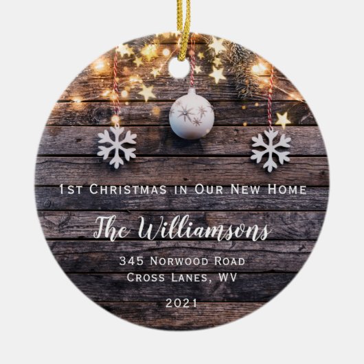 Rustic Wood Lights Stars New Home Photo Ornament (Voorkant)