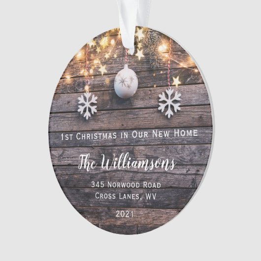 Rustic Wood Lights Stars New Home Photo Ornament (voorkant)