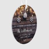 Rustic Wood Lights Sterren Nieuwe Thuisfoto Ornament (voorkant)