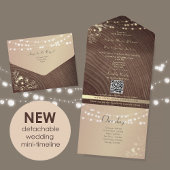 Rustic Wood Lights Timeline Wedding All In One Uitnodiging