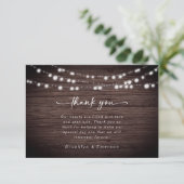 Rustic Wood Lights Wedding Bedankkaart (Staand voorkant)
