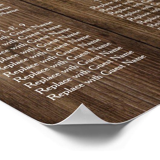Rustic Wood Lights Wedding Reception Seating Chart Poster (Hoek)