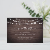 Rustic Wood Lights Wedding Save The Date (Staand voorkant)