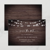 Rustic Wood Lights Wedding Save The Date (Voorkant / Achterkant)