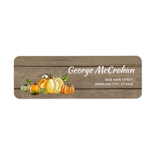 Rustic Wood Little Pumpkin Halloween Adres Etiket (Voorkant)