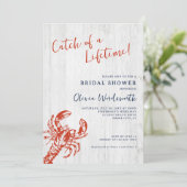 Rustic Wood Lobster Coastal Vrijgezellenfeest Kaart (Staand voorkant)