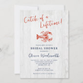 Rustic Wood Lobster Coastal Vrijgezellenfeest Kaart (Voorkant)