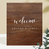 Rustic Wood look Modern Script Weddenschap Welkom Poster