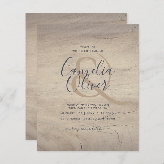 Rustic Wood look Typography Budget Wedding (Voorkant / Achterkant)