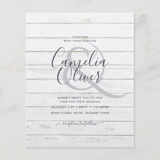 Rustic Wood look Typography Budget Wedding Flyer (Voorkant)