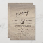 Rustic Wood look Typography Budget Wedding Kaart (Voorkant / Achterkant)