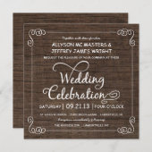 Rustic Wood-look Wedding Invitations Kaart (Voorkant / Achterkant)