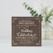 Rustic Wood-look Wedding Invitations Kaart (Staand voorkant)