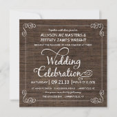 Rustic Wood-look Wedding Invitations Kaart (Voorkant)