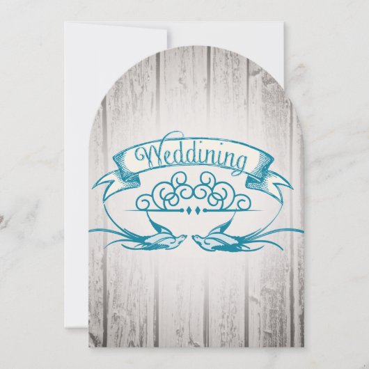 Rustic Wood  Love bird Wedding Invitation Kaart (Voorkant)