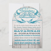 Rustic Wood  Love bird Wedding Invitation Kaart (Achterkant)