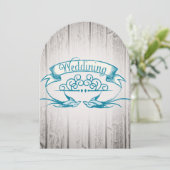Rustic Wood  Love bird Wedding Invitation Kaart (Staand voorkant)