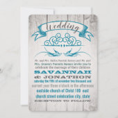 Rustic Wood  Love bird Wedding Invitation Kaart (Voorkant)