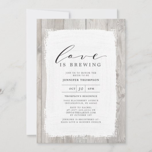 Rustic Wood Love is het brouwen van Vrijgezellenfe Kaart (Voorkant)