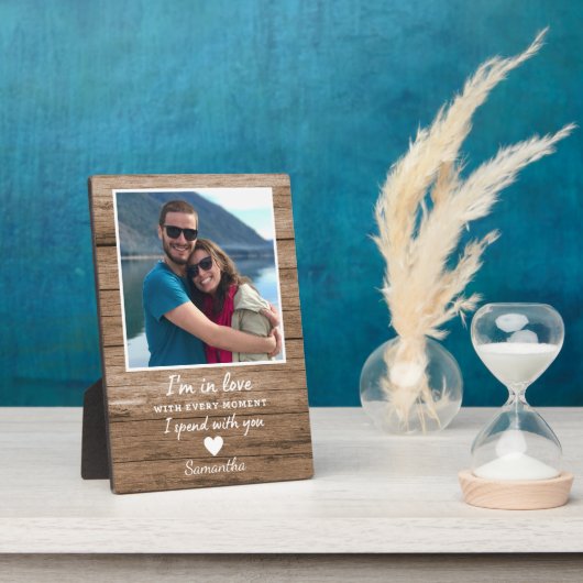 Rustic Wood Love Quote Couple Photo Jubileum Fotoplaat (Zijkant)