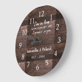 Rustic Wood Love Quote Wedding Jubileum Grote Klok (Hoek)