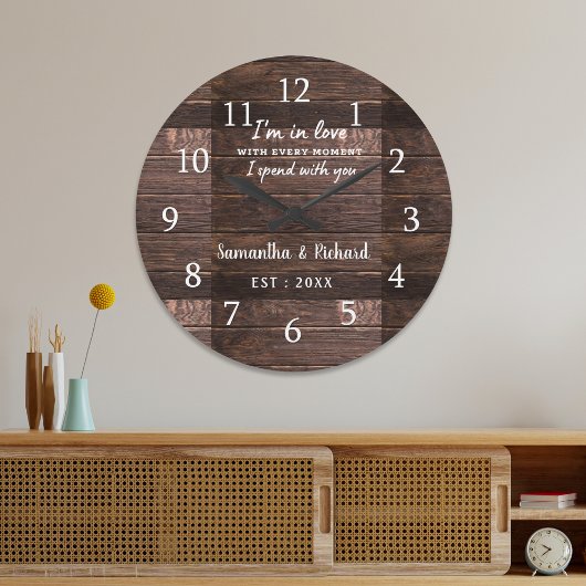 Rustic Wood Love Quote Wedding Jubileum Grote Klok