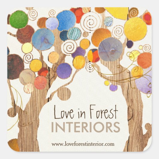 Rustic Wood Love Trees Business Vierkante Sticker (Voorkant)