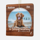 Rustic Wood Loving Memory Dog Foto Pet Memorial Keramisch Ornament (Links)