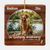 Rustic Wood Loving Memory Dog Foto Pet Memorial Keramisch Ornament (Achterkant)