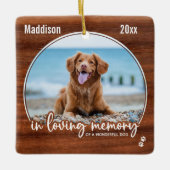 Rustic Wood Loving Memory Dog Foto Pet Memorial Keramisch Ornament (Voorkant)