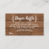 Rustic Wood Luier Raffle Ticket Informatiekaartje (Voorkant)