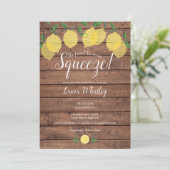 Rustic Wood Main Squeeze Lemon Vrijgezellenfeest Kaart (Staand voorkant)