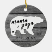Rustic Wood Mama Papa Beer Heart Birth Keramisch Ornament (Voorkant)